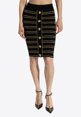 Balmain Striped Pencil Skirt with Lurex Thread