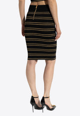 Balmain Striped Pencil Skirt with Lurex Thread