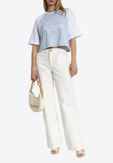 Balmain Logo Print Loose Cropped T-shirt