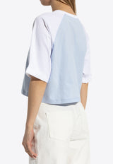 Balmain Logo Print Loose Cropped T-shirt