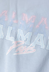 Balmain Logo Print Loose Cropped T-shirt
