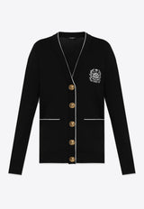 Balmain Emblem Embroidered Knit Cardigan