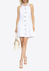 Balmain A-line Backless Mini Dress White FF1R5128 CB09-0FA