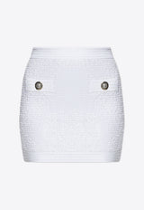Balmain Button-Embellished Tweed Mini Skirt