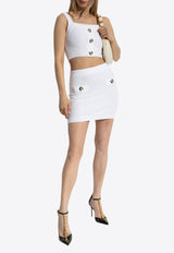 Balmain Button-Embellished Tweed Mini Skirt