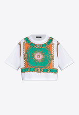 Balmain Foulard Print Cropped T-shirt