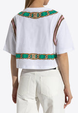 Balmain Foulard Print Cropped T-shirt