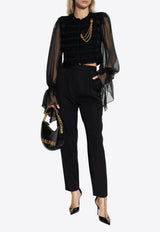 Balmain Tweed and Chiffon Cropped Top