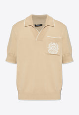 Balmain Embroidered Emblem Polo Knit T-shirt