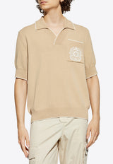 Balmain Embroidered Emblem Polo Knit T-shirt