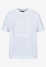 Balmain Emblem Embroidered Linen T-shirt