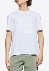 Balmain Emblem Embroidered Linen T-shirt