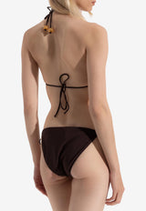 Tory Burch Beaded Triangle Bikini Top Brown GÓRA 159184 0-211