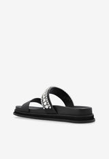 Jimmy Choo Jadi Crystal Strap Leather Slides
