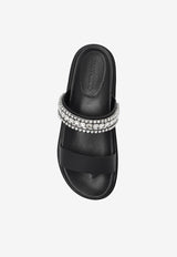 Jimmy Choo Jadi Crystal Strap Leather Slides