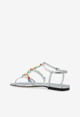 Jimmy Choo Gwyn Metallic Leather Daisy Sandals