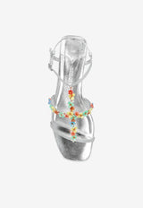 Jimmy Choo Gwyn Metallic Leather Daisy Sandals