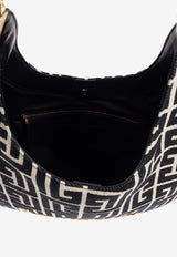 Balmain Large 1945 Soft PB Monogram Jacquard Canvas Hobo Bag FN1BT929 TJQX-GFE