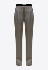 Logo Polka Dots Silk Pants