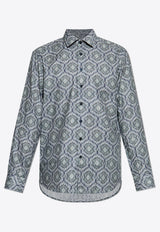 Geometric Pattern Long-Sleeved Shirt