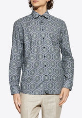 Geometric Pattern Long-Sleeved Shirt