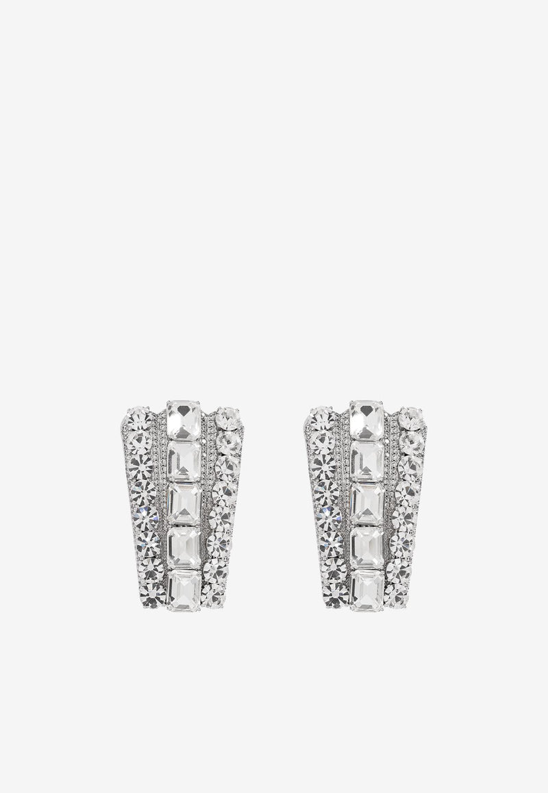 Self-Portrait Sparkling-Crystals Earrings PF25-605E-SL 0-SILVER