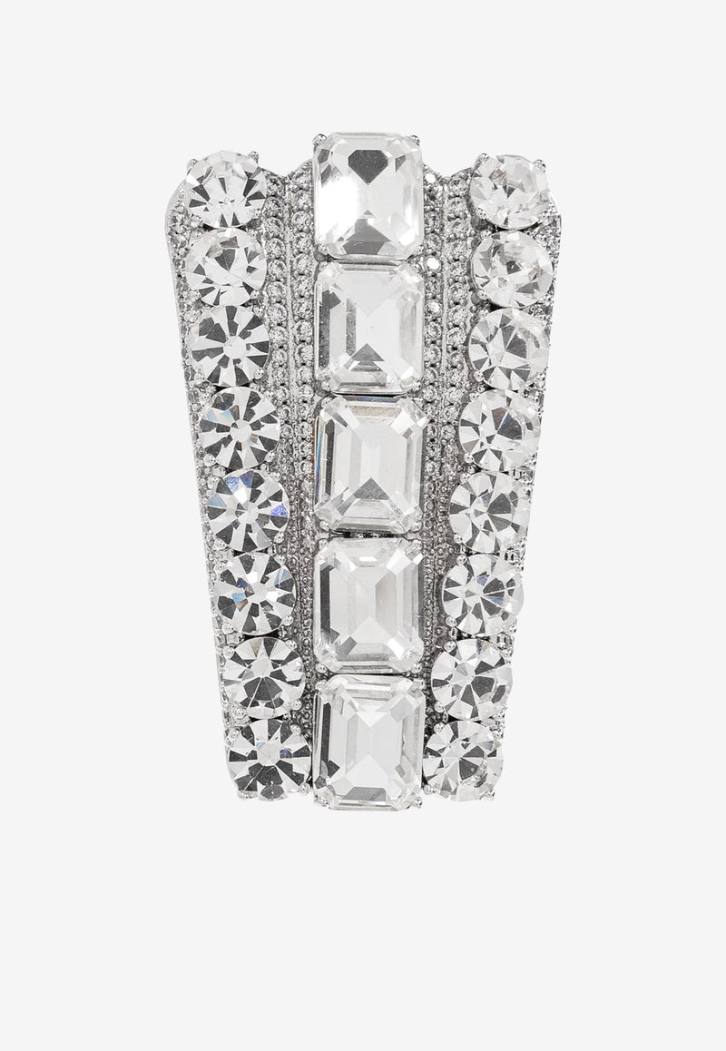 Self-Portrait Sparkling-Crystals Earrings PF25-605E-SL 0-SILVER