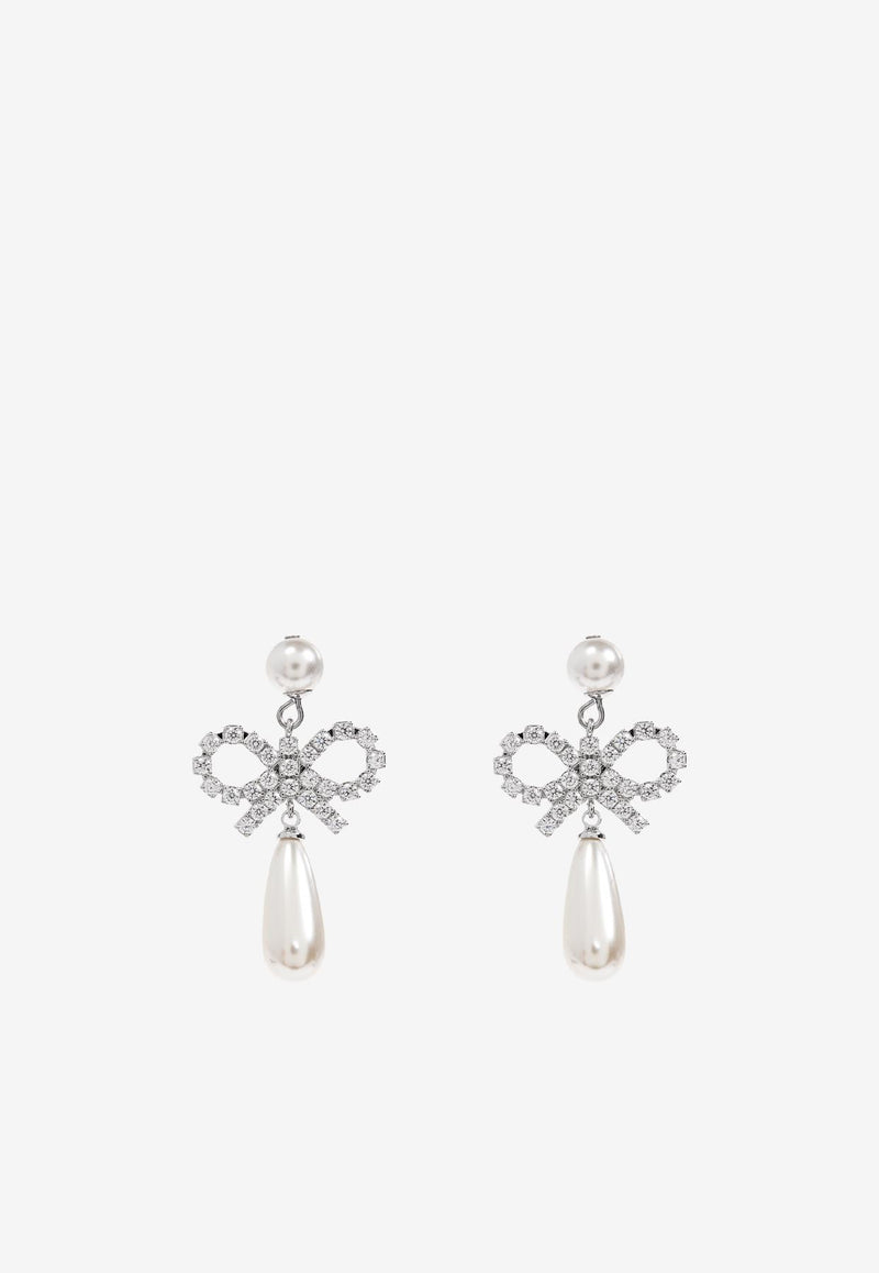 Self-Portrait Bow Tiered Pearl Earrings PF25-614E-P 0-PEARL