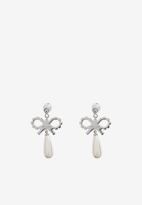 Self-Portrait Bow Tiered Pearl Earrings PF25-614E-P 0-PEARL