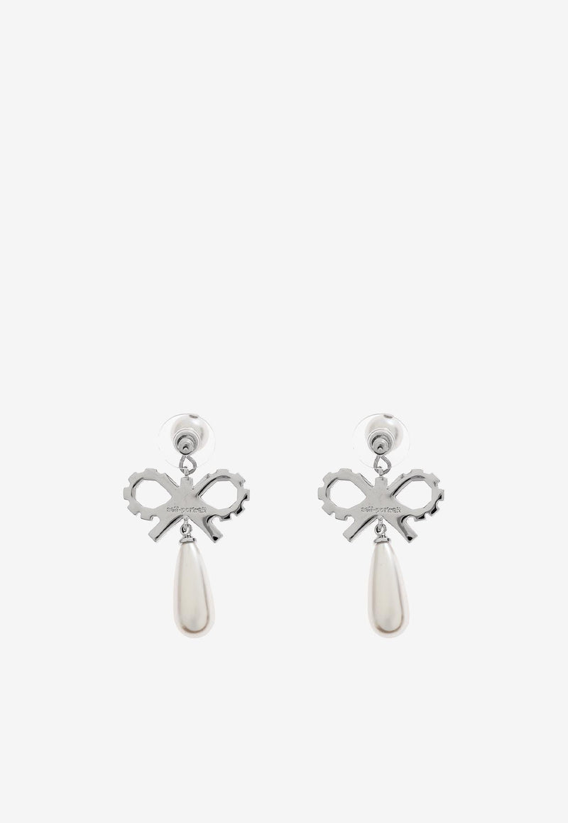 Self-Portrait Bow Tiered Pearl Earrings PF25-614E-P 0-PEARL