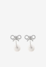 Self-Portrait Crystal Bow and Pearl Earrings PF25-624E-SL 0-SILVER