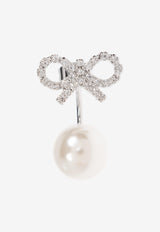 Self-Portrait Crystal Bow and Pearl Earrings PF25-624E-SL 0-SILVER