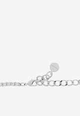 Self-Portrait Crystal Bow Pendant Tennis Necklace PF25-621N-SL 0-SILVER