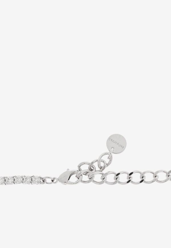 Self-Portrait Crystal Bow Pendant Tennis Necklace PF25-621N-SL 0-SILVER