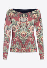 Floral Print Long-Sleeved Sweater