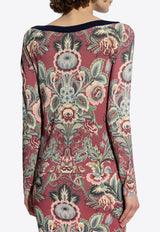 Floral Print Long-Sleeved Sweater