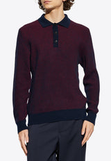 Wool Knit Long-Sleeved Polo T-shirt