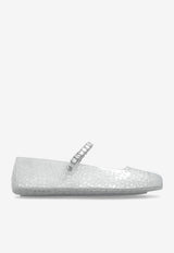 Jimmy Choo The Jelly Crystal Embellished Ballet Flats Clear THE JELLY NTX-CLEAR SILVER MIX CRYSTAL