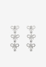 Self-Portrait Micro Bow and Crystals Drop Earrings PF25-612E-SL 0-SILVER