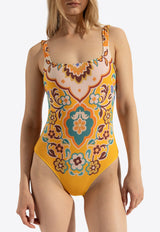 Floral Print One-Piece Swimsuit