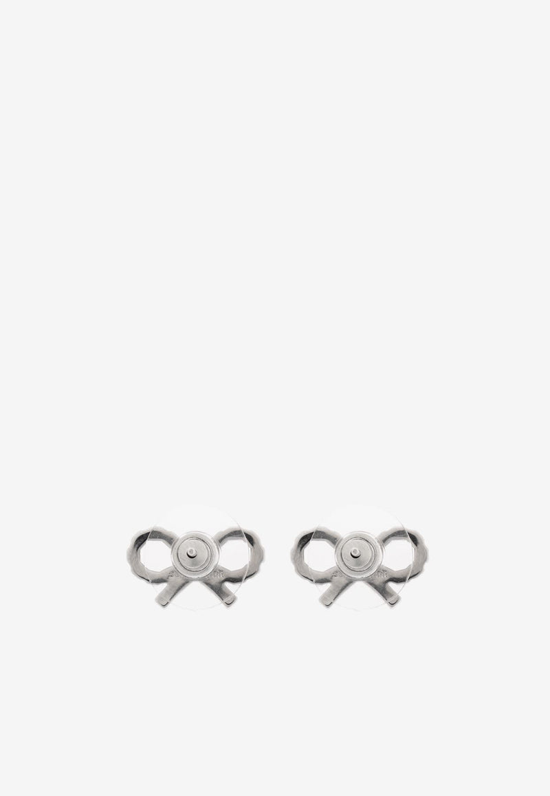 Self-Portrait Sparkling Bow Stud Earrings PF25-625E-SL 0-SILVER