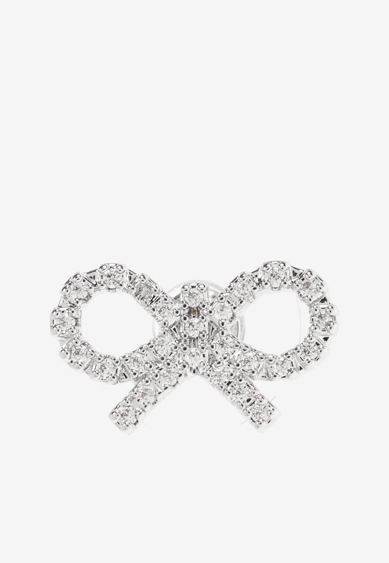 Self-Portrait Sparkling Bow Stud Earrings PF25-625E-SL 0-SILVER