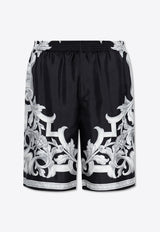 Versace Architectural Baroque Print Silk Shorts