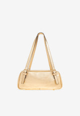 Versace Tag Bowling Metallic Leather Shoulder Bag