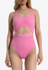 Versace Greca Border One-Piece Swimsuit with Cut-Out
