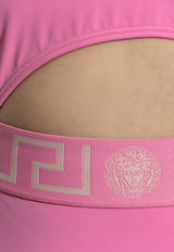 Versace Greca Border One-Piece Swimsuit with Cut-Out