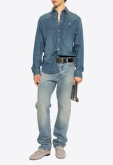 Versace Medusa Straight-Leg Faded Jeans