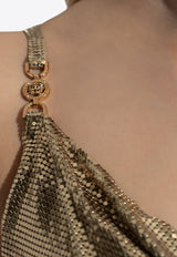 Versace Metal Mesh Cowl Neck Mini Dress
