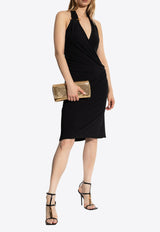 Versace Safety Pin Halterneck Crepe Dress