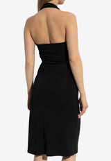 Versace Safety Pin Halterneck Crepe Dress